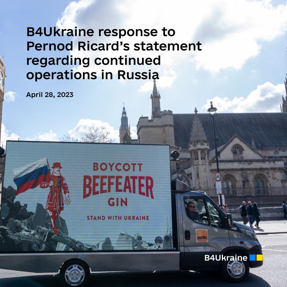 B4Ukraine response to Pernod Ricard’s statement regarding continued operations in Russia