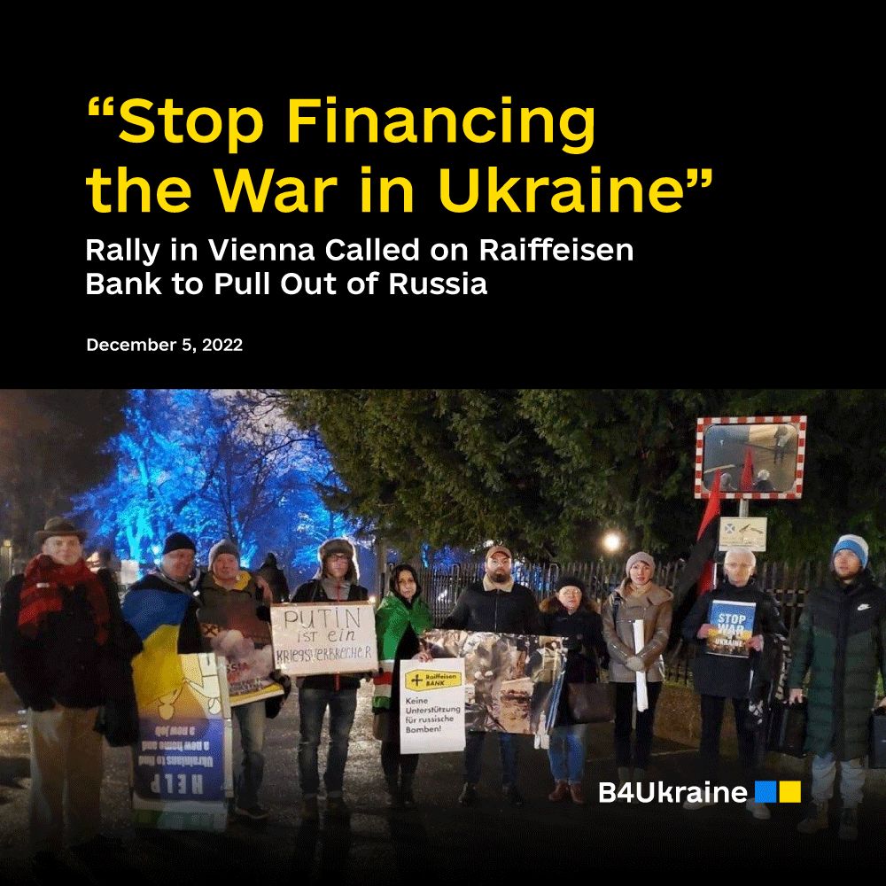 “Stop financing the war against Ukraine.” Rally in Vienna called on Raiffeisen Bank to pull out of Russia