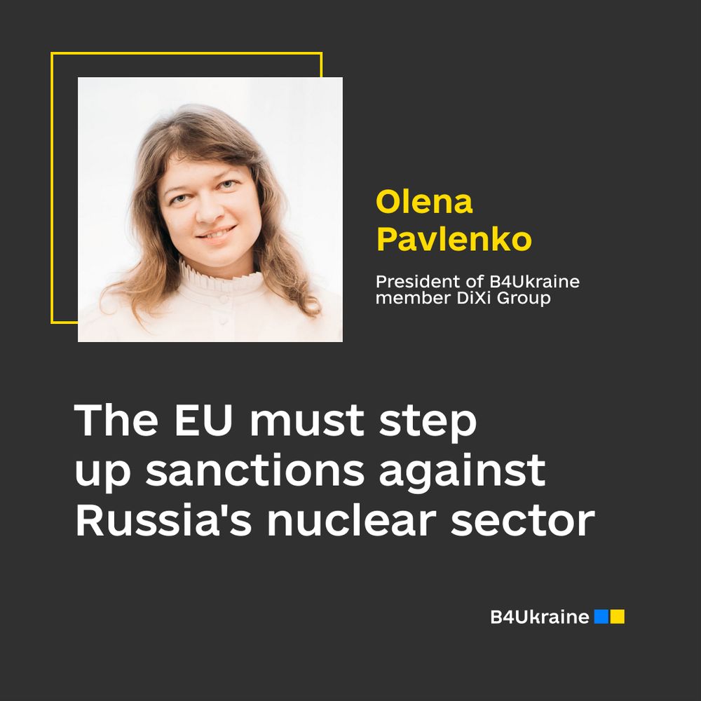 The EU must step up sanctions against Russia's nuclear sector — Olena Pavlenko