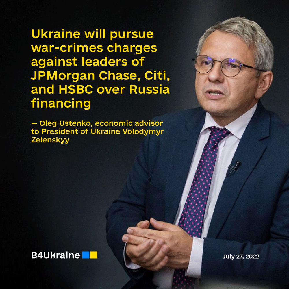Ukraine's pursuit of war crimes charges against leaders of major Western banks ups the risk for all companies continuing business in or with Russia