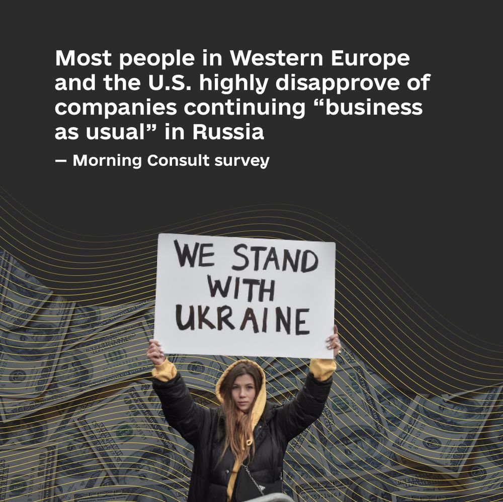 Adults in Western Europe and the United States want companies to shutter their Russian business operations