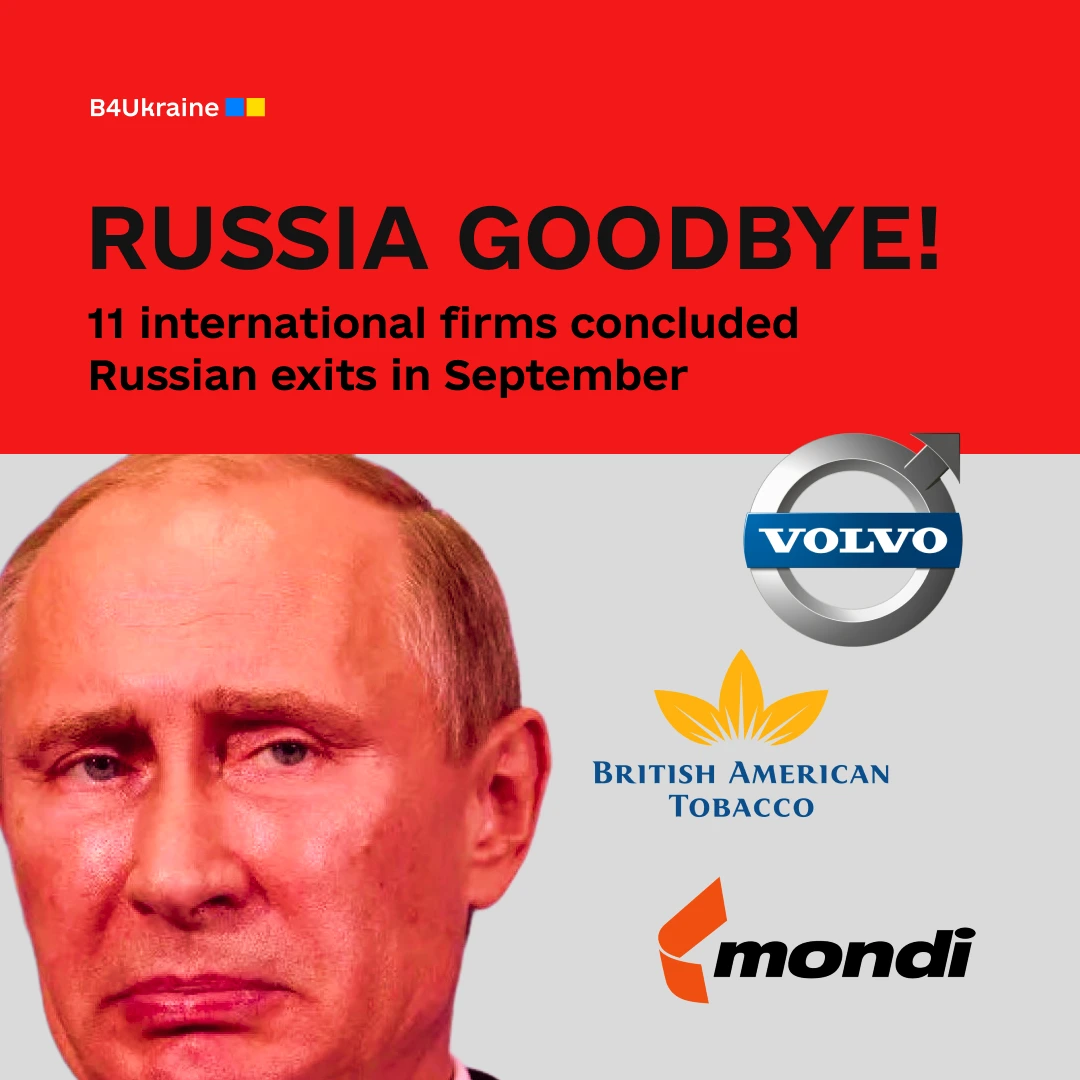 Volvo, Mondi, and British American Tobacco among 11 foreign firms concluding Russian exits in September