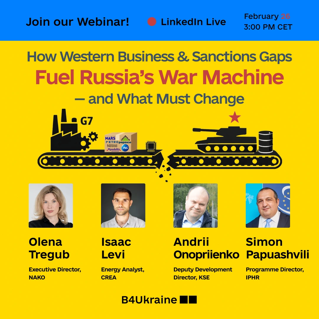 Webinar: How Western Business and Sanctions Gaps Fuel Russia’s War Machine — and What Must Change